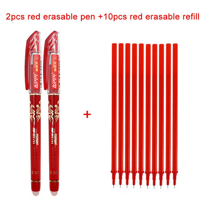 2+10 vnt / rinkinys gelio rašiklis 0,5 mm, ištrinama plaunama rankena Nutrinama rašiklio užpildymo strypas mėlynas juodas rašalas mokyklos raštinės reikmenys biuro rašymo įrankis