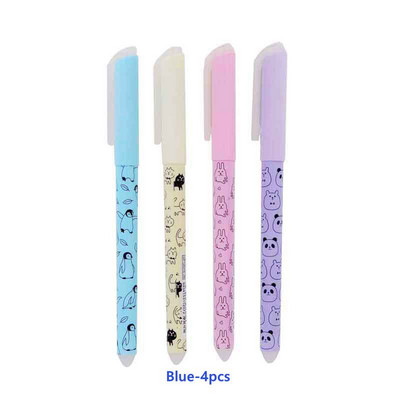 Jauka kaķa dzēšama pildspalva 0,38 mm mazgājams rokturis burvju dzēšgumijas želejveida pildspalva, zila tinte, dzēšama uzpilde, stienītis, bērnu skolas kancelejas preces