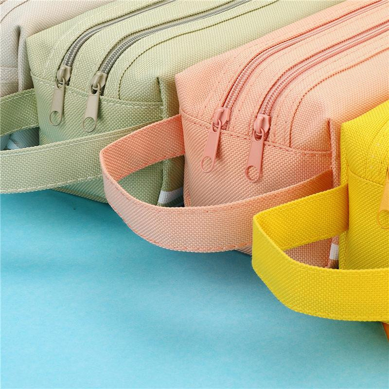 Nagy kapacitású vászon tolltartó Dupla iskolai tolltartó Irodaszer táska Tárolótáska tok Irodaszerek diák ajándékdoboz