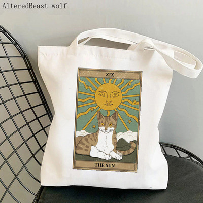Dámska nákupná taška Ace of Paws s potlačou Kawaii Taška Harajuku Nákupná plátená taška Shopper Taška pre dievčatá Kabelka cez rameno