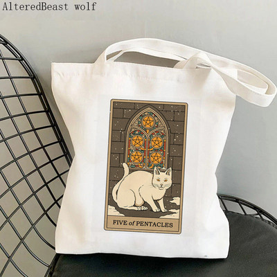 Dámska nákupná taška Ace of Paws s potlačou Kawaii Taška Harajuku Nákupná plátená taška Shopper Taška pre dievčatá Kabelka cez rameno