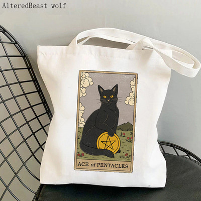 Dámska nákupná taška Ace of Paws s potlačou Kawaii Taška Harajuku Nákupná plátená taška Shopper Taška pre dievčatá Kabelka cez rameno