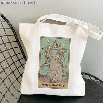 Dámska nákupná taška Ace of Paws s potlačou Kawaii Taška Harajuku Nákupná plátená taška Shopper Taška pre dievčatá Kabelka cez rameno