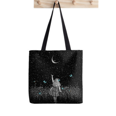 Pirkėjo Alisa Stebuklų Šalyje Arbatos vakarėlis Painted Tote Bag Moterys Harajuku pirkėjo rankinė mergina Pečių pirkinių krepšys Lady Canvas Bag