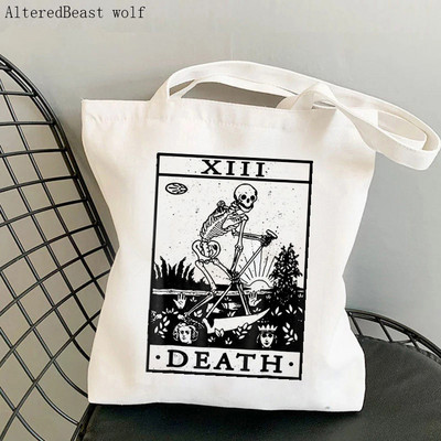 Ženska torba za kupovinu VINTAGE Skull TAROT CARD Kawaii torba Harajuku Shopping platnena torba za kupovinu torba za djevojku Ženska torba na rame