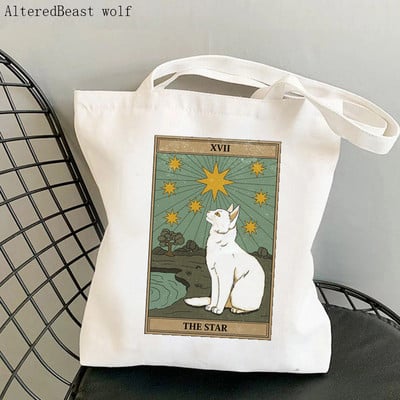 Ženska torba za kupovinu VINTAGE Skull TAROT CARD Kawaii torba Harajuku Shopping platnena torba za kupovinu torba za djevojku Ženska torba na rame
