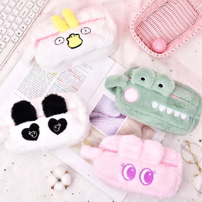 Slatka plišana torba za olovke sa životinjama, smiješni kawaii panda, zec, veliki kapacitet, torbica za olovke, torbica za olovke, školski pribor