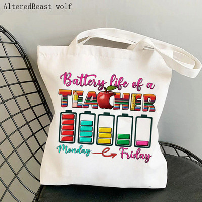 Geantă de mână pentru femei, super profesor, cu imprimeu leopard, kawaii, Harajuku, cumpărături, pânză, rechizite pentru profesori, geantă Tote, geantă de umăr