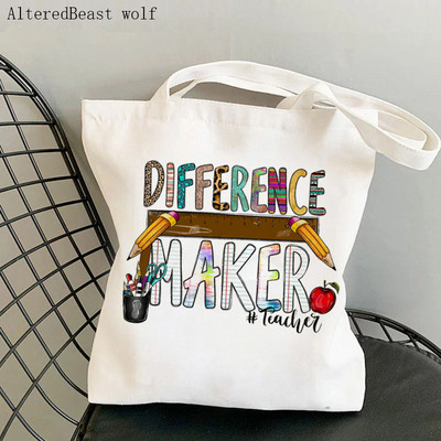 Geantă de mână pentru femei, super profesor, cu imprimeu leopard, kawaii, Harajuku, cumpărături, pânză, rechizite pentru profesori, geantă Tote, geantă de umăr