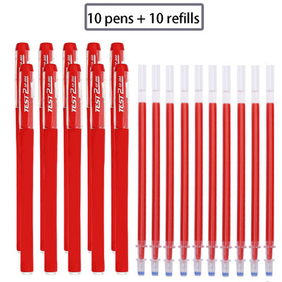 12/60 gab. Gēla pildspalvu uzpildes komplekts Skolas piederumi Melna zila Sarkana tinte Krāsa 0,5mm Lodīšu pildspalva Stienis Studentu Skolas Biroja Kancelejas preces