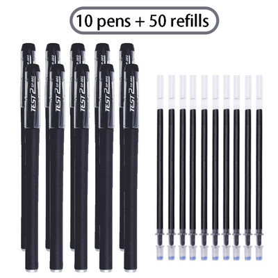 12/60 gab. Gēla pildspalvu uzpildes komplekts Skolas piederumi Melna zila Sarkana tinte Krāsa 0,5mm Lodīšu pildspalva Stienis Studentu Skolas Biroja Kancelejas preces