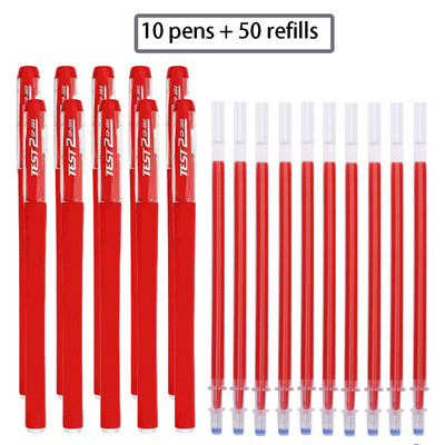 12/60 gab. Gēla pildspalvu uzpildes komplekts Skolas piederumi Melna zila Sarkana tinte Krāsa 0,5mm Lodīšu pildspalva Stienis Studentu Skolas Biroja Kancelejas preces