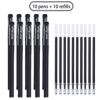 12/60 gab. Gēla pildspalvu uzpildes komplekts Skolas piederumi Melna zila Sarkana tinte Krāsa 0,5mm Lodīšu pildspalva Stienis Studentu Skolas Biroja Kancelejas preces