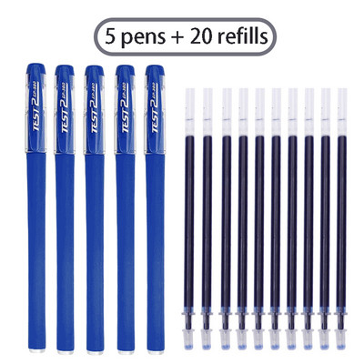 12/60 gab. Gēla pildspalvu uzpildes komplekts Skolas piederumi Melna zila Sarkana tinte Krāsa 0,5mm Lodīšu pildspalva Stienis Studentu Skolas Biroja Kancelejas preces