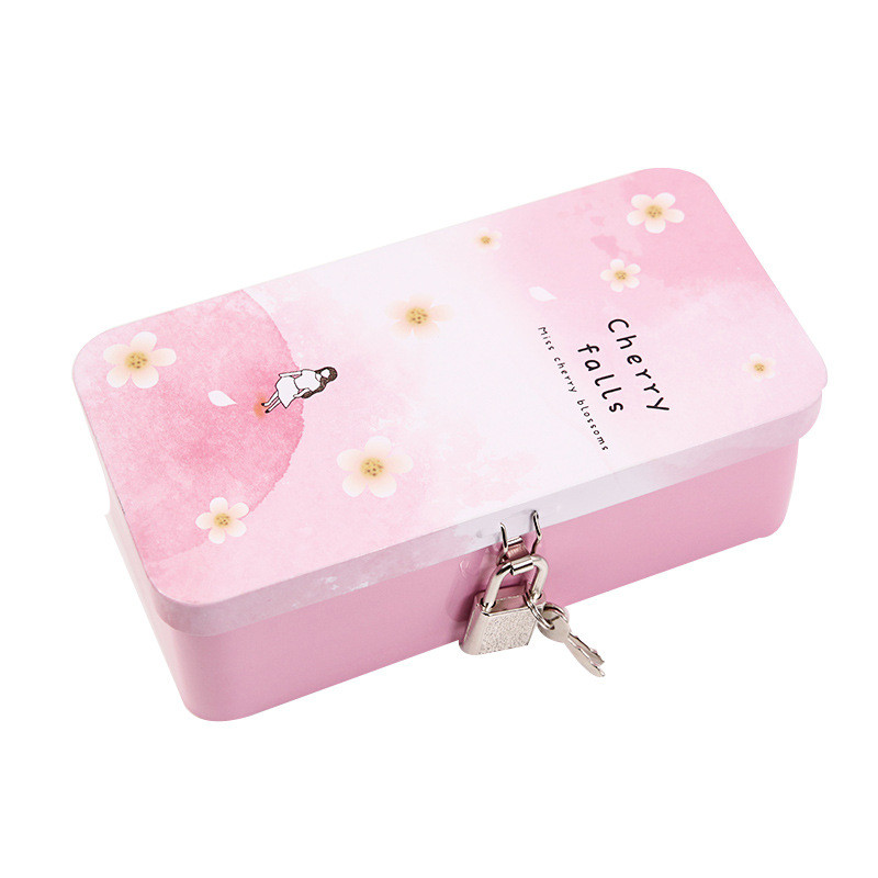 Kreativna kutija od bijelog lima s kutijom za pohranu Mala kutija za pohranu koja se može zaključati za stolno računalo Kozmetički nakit i sitne stvari Željezna kutija s bravom Lovly