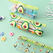 Drăguț Avocado Geantă de creion transparentă papelaria PVC Pencil Case papetărie Kawaii Pencilcase material escolor rechizite școlare