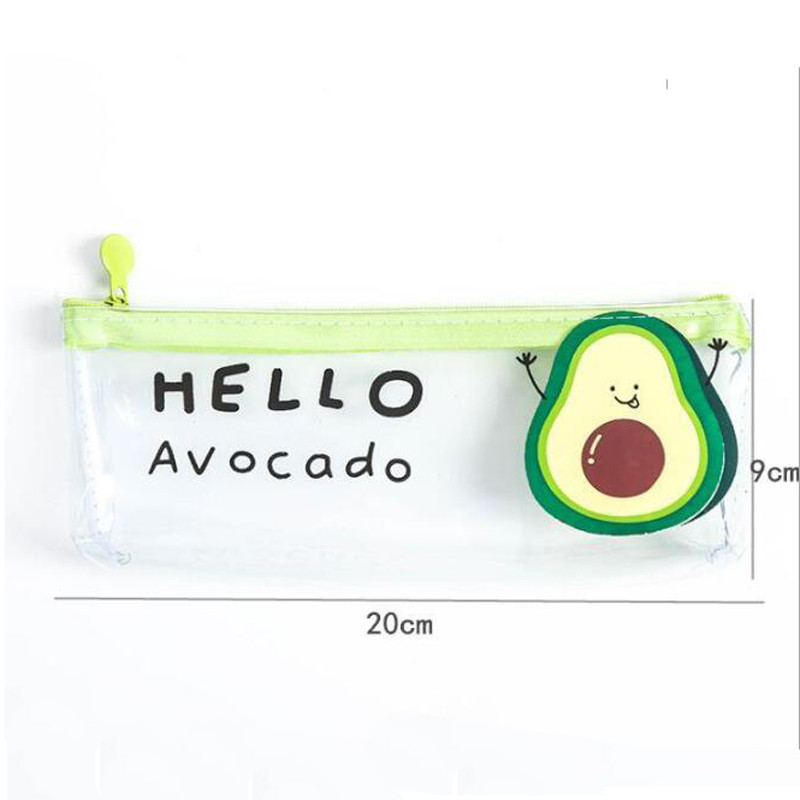 Drăguț Avocado Geantă de creion transparentă papelaria PVC Pencil Case papetărie Kawaii Pencilcase material escolor rechizite școlare