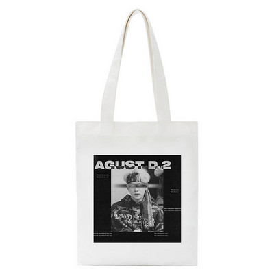 Korejski stil Agust D Funny Shopper Bag ​Torba za kupovinu Torba na rame Platnena torba Harajuku Messenger torba velikog kapaciteta Ručna torba
