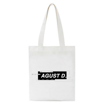 Korejski stil Agust D Funny Shopper Bag ​Torba za kupovinu Torba na rame Platnena torba Harajuku Messenger torba velikog kapaciteta Ručna torba