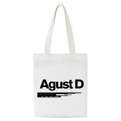 Korejski stil Agust D Funny Shopper Bag ​Torba za kupovinu Torba na rame Platnena torba Harajuku Messenger torba velikog kapaciteta Ručna torba
