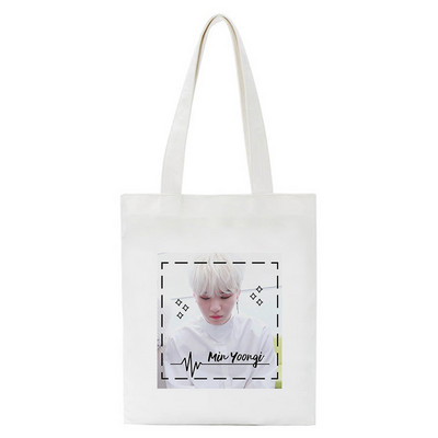 Korejski stil Agust D Funny Shopper Bag ​Torba za kupovinu Torba na rame Platnena torba Harajuku Messenger torba velikog kapaciteta Ručna torba