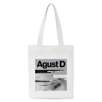 Korejski stil Agust D Funny Shopper Bag ​Torba za kupovinu Torba na rame Platnena torba Harajuku Messenger torba velikog kapaciteta Ručna torba