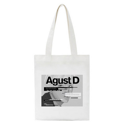 Korejski stil Agust D Funny Shopper Bag ​Torba za kupovinu Torba na rame Platnena torba Harajuku Messenger torba velikog kapaciteta Ručna torba