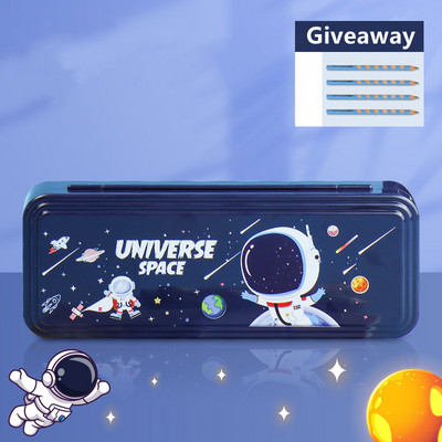 Κουτί χαρτικών με κλειδαριά διπλής στρώσης χαριτωμένο διαστημικό πλαστικό κουτί μολυβιών αστροναύτης σχολείο μαθητής κουτί αποθήκευσης παιδική μολυβοθήκη