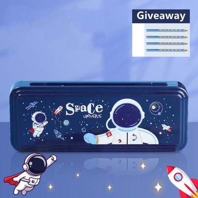 Κουτί χαρτικών με κλειδαριά διπλής στρώσης χαριτωμένο διαστημικό πλαστικό κουτί μολυβιών αστροναύτης σχολείο μαθητής κουτί αποθήκευσης παιδική μολυβοθήκη