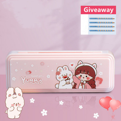 Κουτί χαρτικών με κλειδαριά διπλής στρώσης χαριτωμένο διαστημικό πλαστικό κουτί μολυβιών αστροναύτης σχολείο μαθητής κουτί αποθήκευσης παιδική μολυβοθήκη