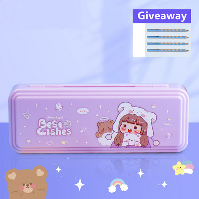 Κουτί χαρτικών με κλειδαριά διπλής στρώσης χαριτωμένο διαστημικό πλαστικό κουτί μολυβιών αστροναύτης σχολείο μαθητής κουτί αποθήκευσης παιδική μολυβοθήκη