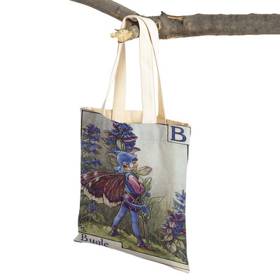 Vintage ziedu multfilmu bērnu rokassomiņa meitenēm ikdienas audekls sievietēm iepirkšanās plecu soma Ziedu elfu pasaka bērniem