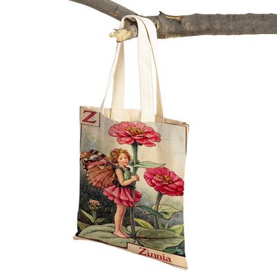 Vintage ziedu multfilmu bērnu rokassomiņa meitenēm ikdienas audekls sievietēm iepirkšanās plecu soma Ziedu elfu pasaka bērniem