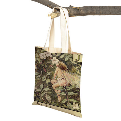 Vintage ziedu multfilmu bērnu rokassomiņa meitenēm ikdienas audekls sievietēm iepirkšanās plecu soma Ziedu elfu pasaka bērniem