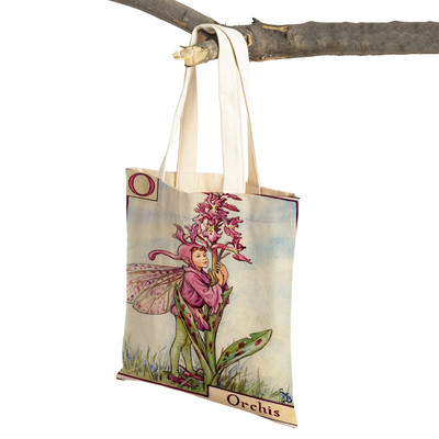 Vintage ziedu multfilmu bērnu rokassomiņa meitenēm ikdienas audekls sievietēm iepirkšanās plecu soma Ziedu elfu pasaka bērniem