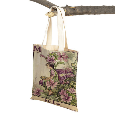 Vintage ziedu multfilmu bērnu rokassomiņa meitenēm ikdienas audekls sievietēm iepirkšanās plecu soma Ziedu elfu pasaka bērniem