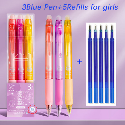 3 buc/set pixuri magice cu gel ștergebile pentru caiete de scris pentru școală, articole de papetărie, 0,5 mm, negru, albastru, umplere cu cerneală, papetărie Kawaii