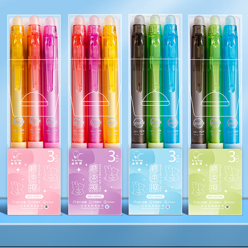 3 buc/set pixuri magice cu gel ștergebile pentru caiete de scris pentru școală, articole de papetărie, 0,5 mm, negru, albastru, umplere cu cerneală, papetărie Kawaii