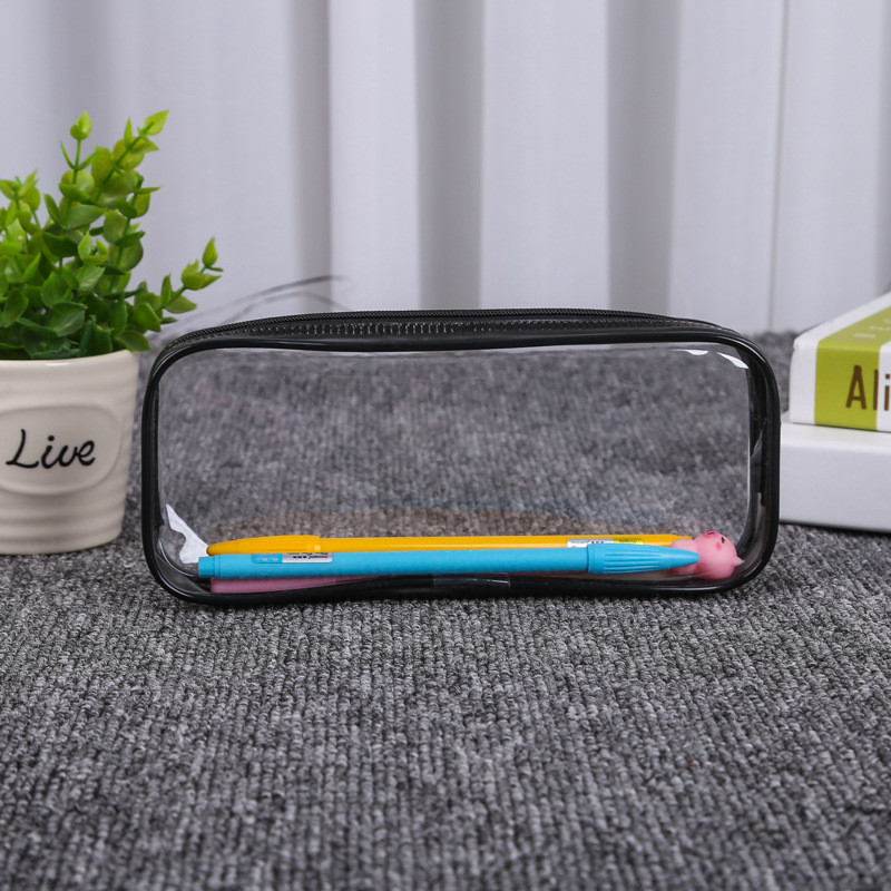 Vienkārša stila caurspīdīgs PVC zīmuļu futrālis pildspalvu soma Jauka kancelejas piederumu uzglabāšanas soma, caurspīdīga zīmuļu futrālis, skolas kancelejas piederumu komplekts