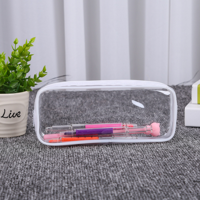 Vienkārša stila caurspīdīgs PVC zīmuļu futrālis pildspalvu soma Jauka kancelejas piederumu uzglabāšanas soma, caurspīdīga zīmuļu futrālis, skolas kancelejas piederumu komplekts