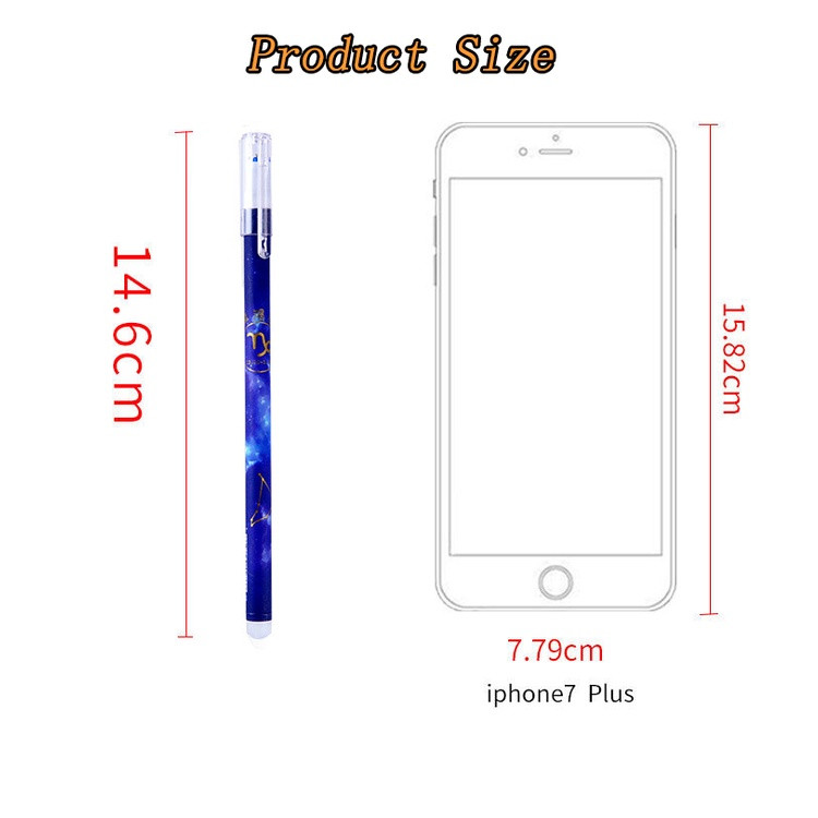 12 gab/komplekts Constellation dzēšamie gēla pildspalvas 0,5 mm gēla tinte, melna/zila uzpilde Lodīšu kancelejas preces Skolas rakstīšanas biroja piederumi
