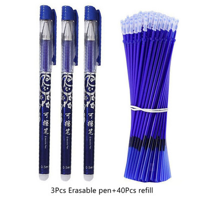 Set de rezerve pentru stilou gel ștergabil Set de tije 0,5 mm/0,7 mm cu mâner lavabil cu glonț Pix ștergător pentru stilou școlar Instrumente de scris Articole de papetărie Kawaii