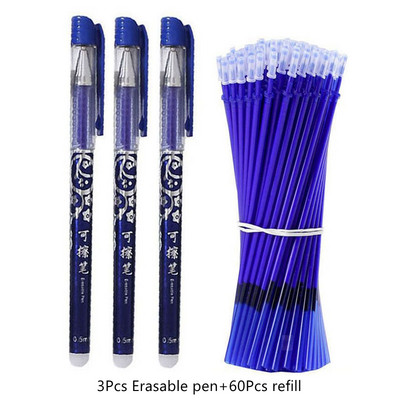 Set de rezerve pentru stilou gel ștergabil Set de tije 0,5 mm/0,7 mm cu mâner lavabil cu glonț Pix ștergător pentru stilou școlar Instrumente de scris Articole de papetărie Kawaii