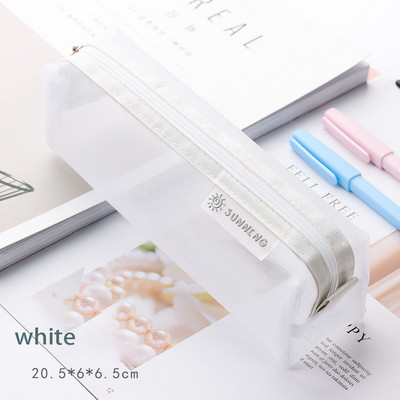 Värviline läbipaistev võrkpliiatsikott Kvaliteetne nailonist pliiatsikarp, hoiustamispliiatsikott õpilaste koolitarvete jaoks Kawaii kirjatarvete jaoks