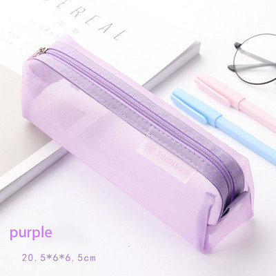 Värviline läbipaistev võrkpliiatsikott Kvaliteetne nailonist pliiatsikarp, hoiustamispliiatsikott õpilaste koolitarvete jaoks Kawaii kirjatarvete jaoks