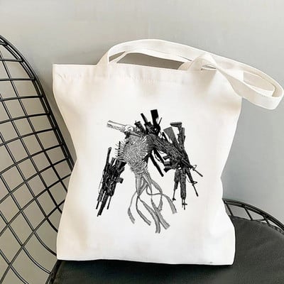 Motorzāģa vīrietis Anime Shopper Bag Harajuku Eco Resauble Tote Somas sievietēm Street Style Lielas ietilpības iepirkumu soma Bolso Mujer