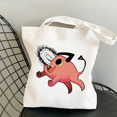 Motorzāģa vīrietis Anime Shopper Bag Harajuku Eco Resauble Tote Somas sievietēm Street Style Lielas ietilpības iepirkumu soma Bolso Mujer
