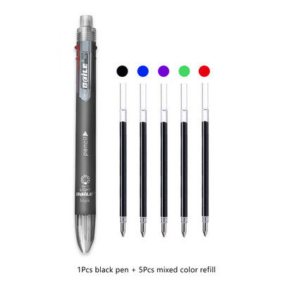 6 u 1 višenamjenska kemijska olovka 0,7 mm, 5 boja i mehanička olovka 0,5 mm u jednoj olovci za školski uredski pribor