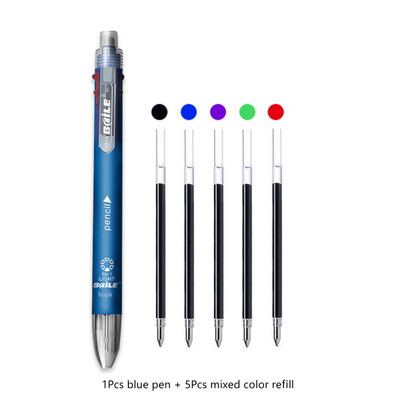 6 u 1 višenamjenska kemijska olovka 0,7 mm, 5 boja i mehanička olovka 0,5 mm u jednoj olovci za školski uredski pribor