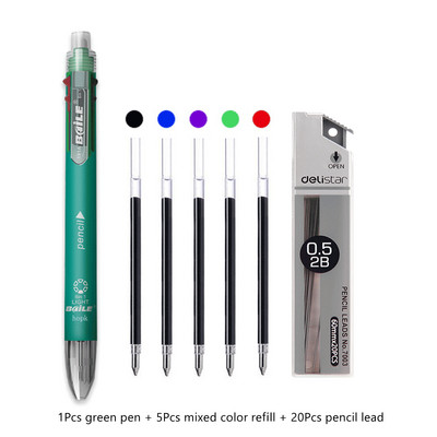 6 u 1 višenamjenska kemijska olovka 0,7 mm, 5 boja i mehanička olovka 0,5 mm u jednoj olovci za školski uredski pribor